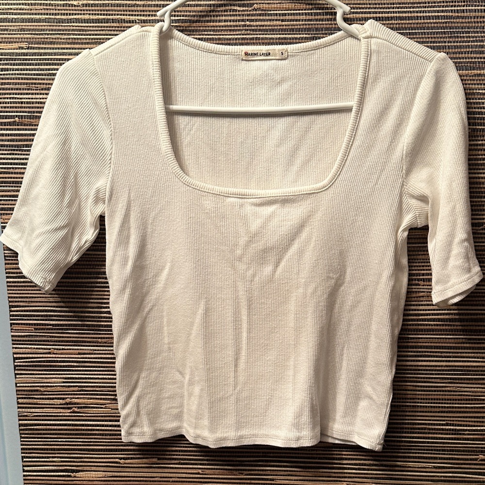 Marine Layer Cropped Ribbed Short Sleeve Top